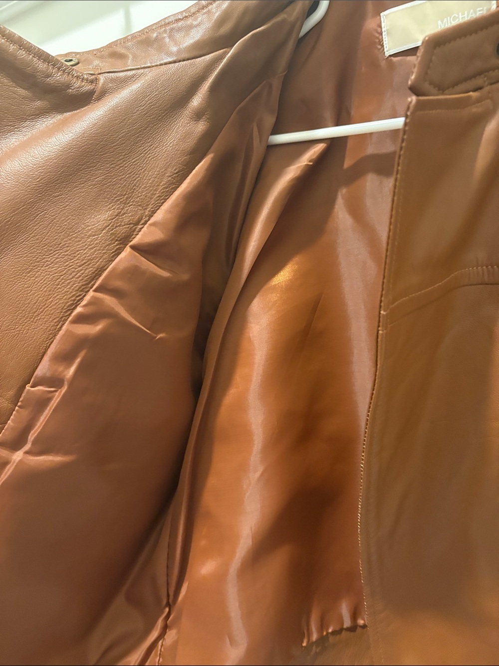 Women’s Michael Kors Classic Brown Real Lamb Leather Jacket - Picture 5 of 6